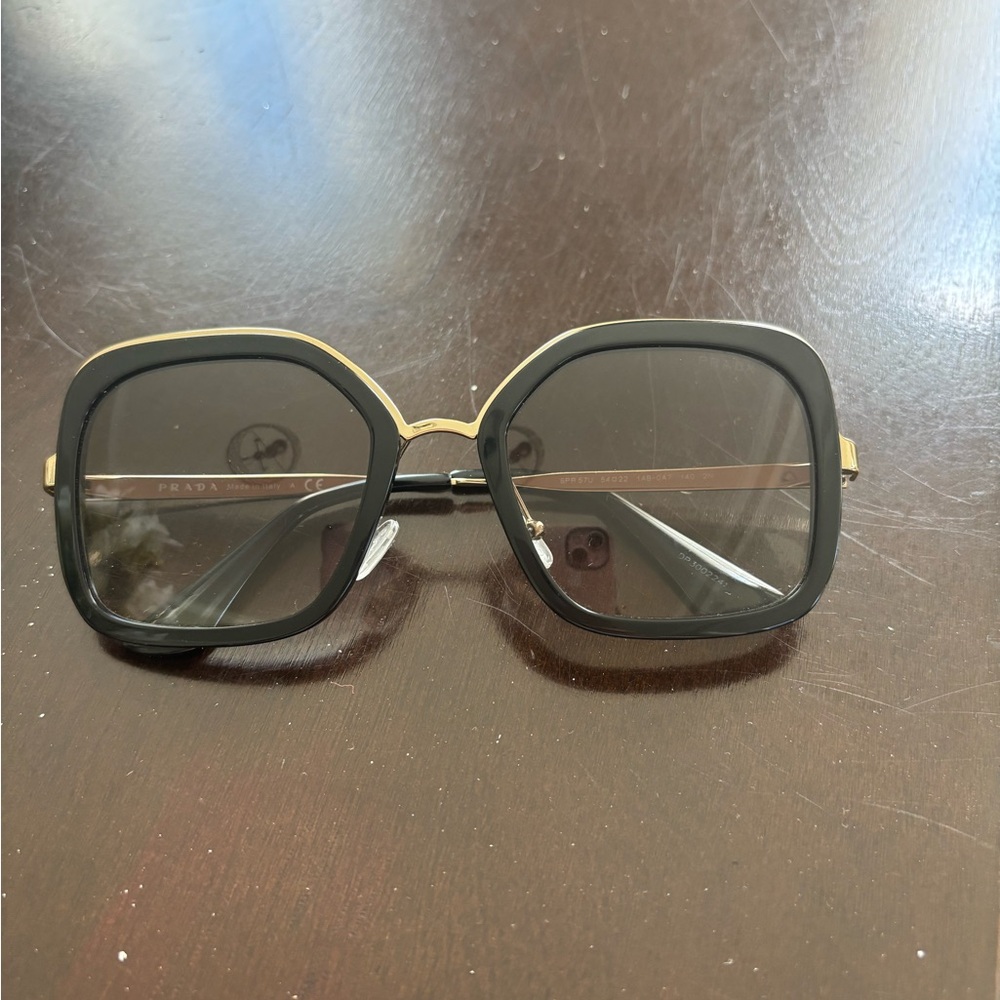 Prada Black and Gold Oversized Sunglasses